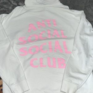 Anti Social Hoodie Size M White & Pink